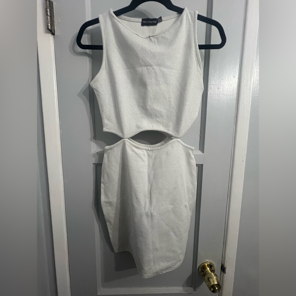PrettyLittleThing Silver Cut-Out Dress nwot